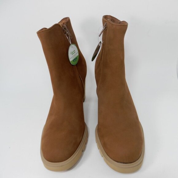 Paul Green Selma Lug Sole Bootie Ankle Boots US 8.5 Buckle Moto Tan Nubuck NEW - Picture 3 of 13